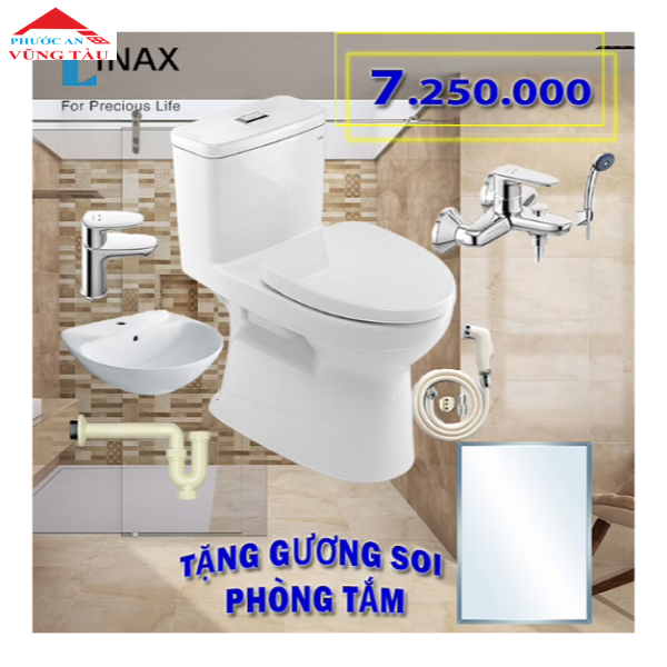 Combo TBVS Inax liền khối tặng Gương 45x60